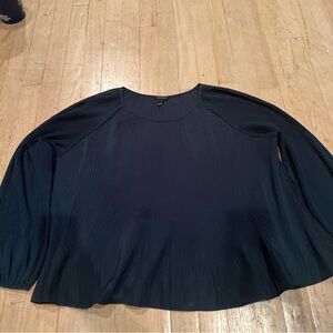 Club Monaco Shirt Women Large Green Long Sleeve Pleated Stretch Casual Ladies